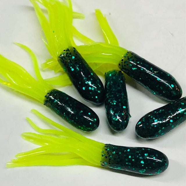 American Crappie Tubes 1.5" NightGlo™ Glow In The Dark Crappie Tubes - 50 Pack, Chartreuse