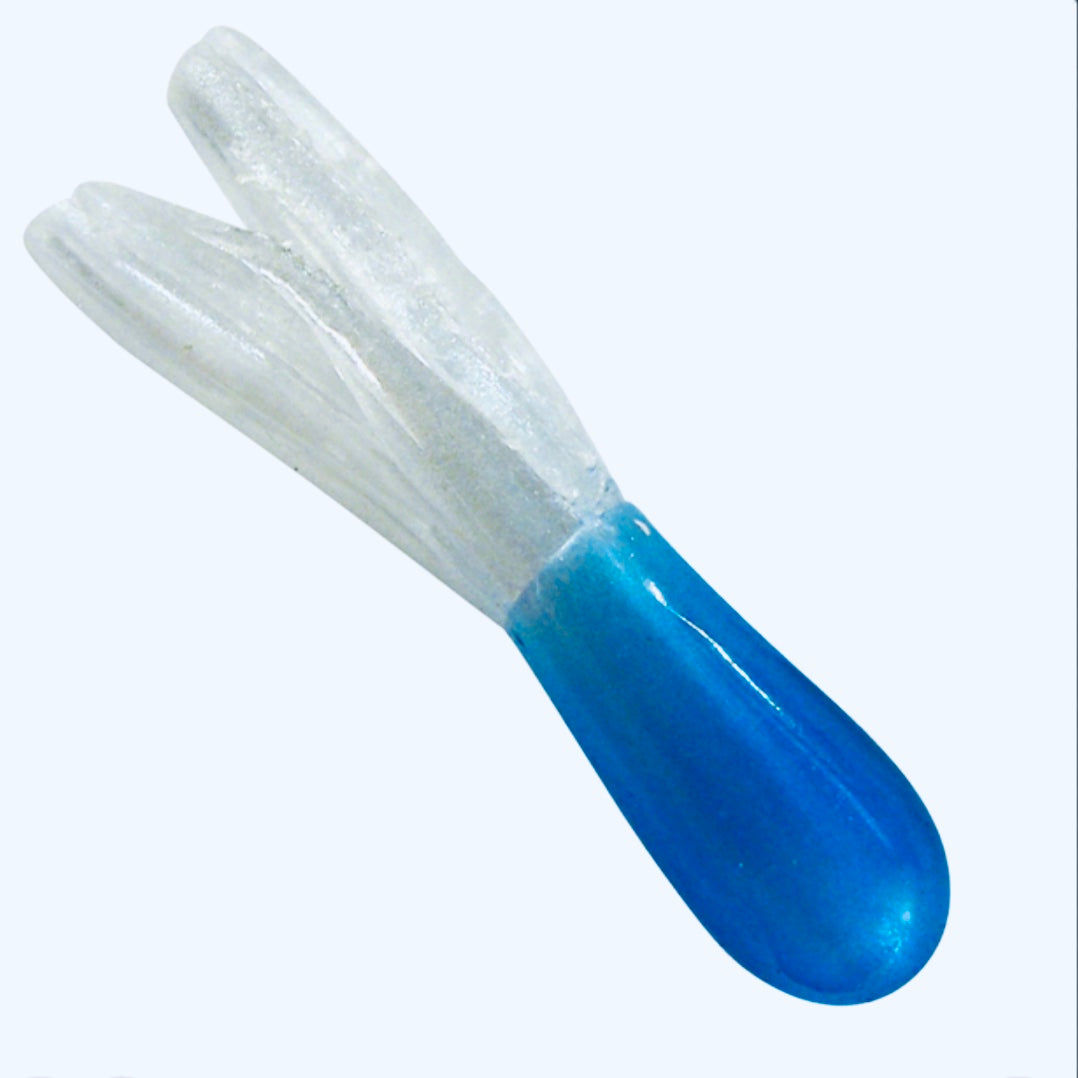 1" Tiny Tube Crappie Jig Skirts – 100 Pack – Blue/White – American Crappie Tubes