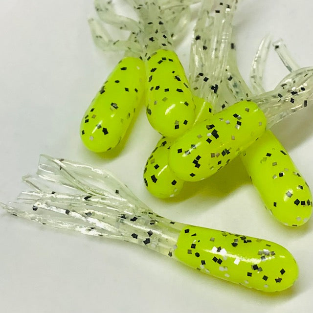American Crappie Tubes 1.5" Natural-Tone Crappie Jig Tubes - 50 Pack (Pearl Blue Flake)