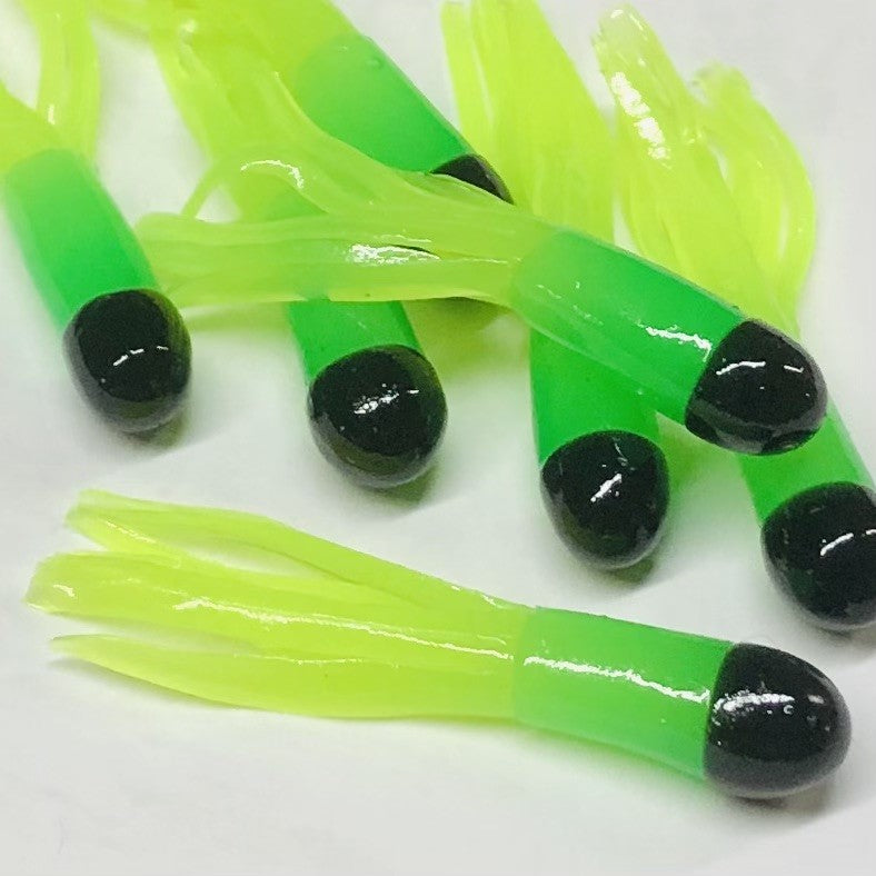 1.5 Tri-Color Crappie Tube Lures 50 Pack Pink/Black/Chartreuse