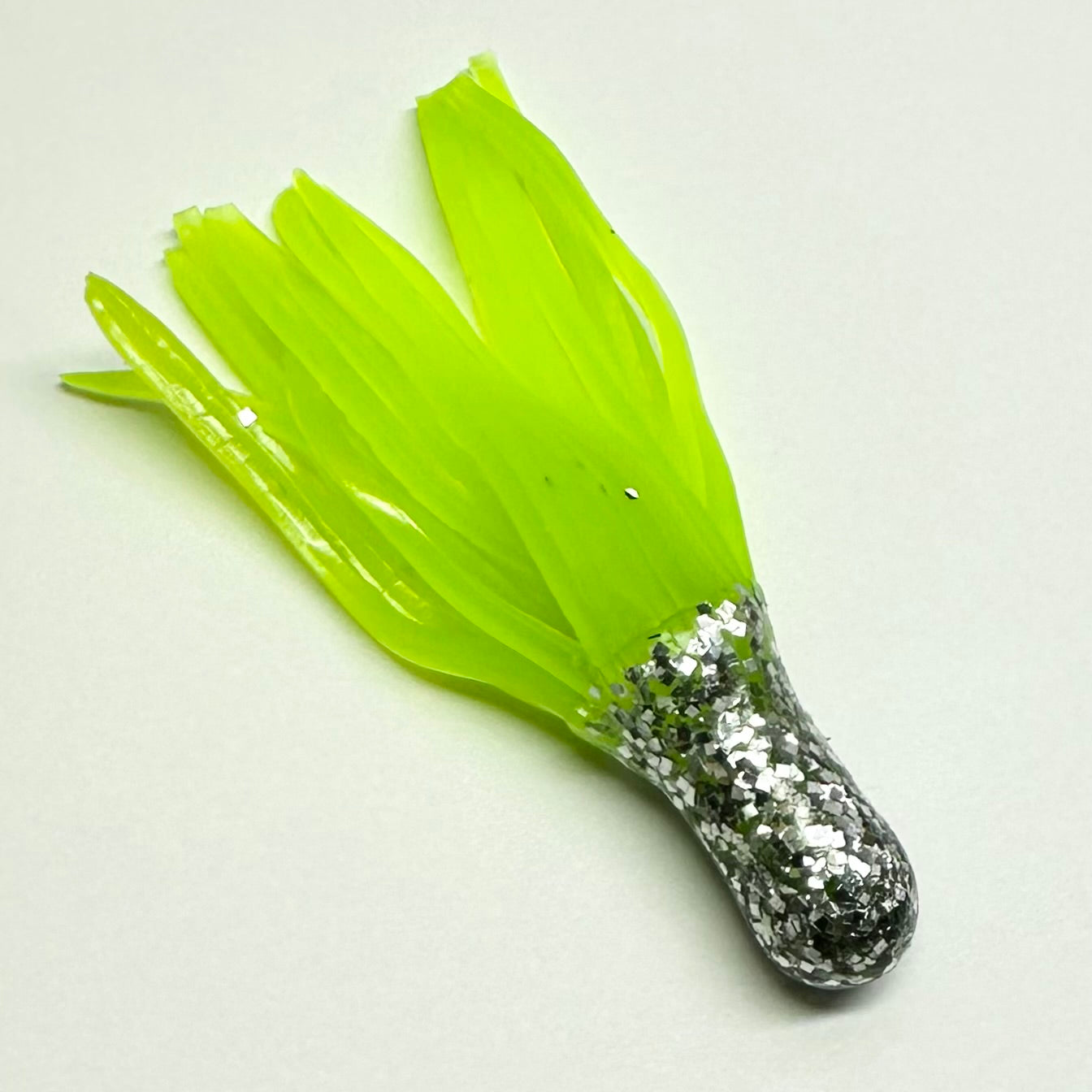 100 Pack 1.5″ White/Chartreuse Sparkle Crappie Tube Jig Skirts – Bluegill Fishing Lures By Killer Jigs